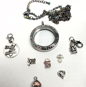 Quinceanera Locket Necklace with Charms 15th B-Day
